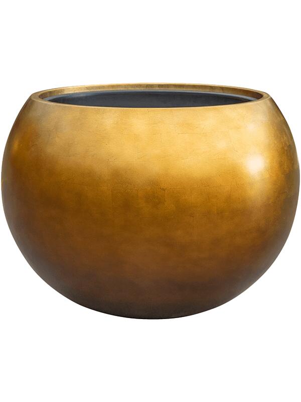 Кашпо Baq metallic silver leaf globe matt honey (с техническим горшком) D60 H43 см