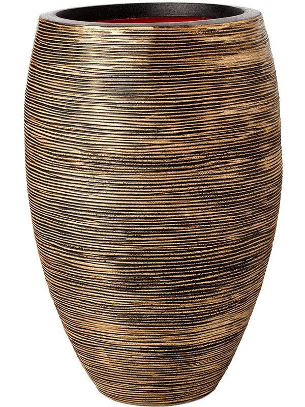 Кашпо Capi nature rib nl vase elegant deluxe black gold D50 H72 см Кашпо Capi nature rib nl vase elegant deluxe black gold D50 H72 см