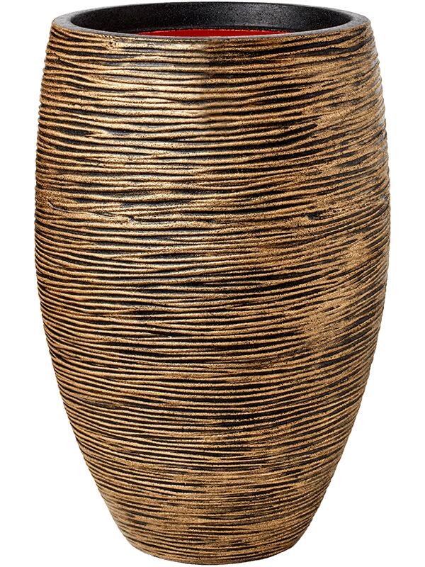 Кашпо Capi nature rib nl vase elegant deluxe black gold D38 H58 см Кашпо Capi nature rib nl vase elegant deluxe black gold D38 H58 см