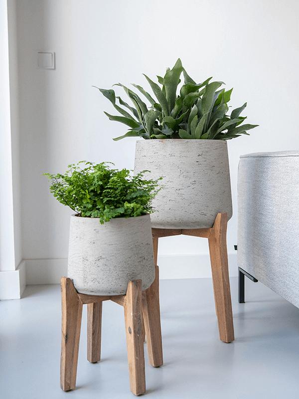 Кашпо Rough with feet high patt m grey washed D16 H34 см