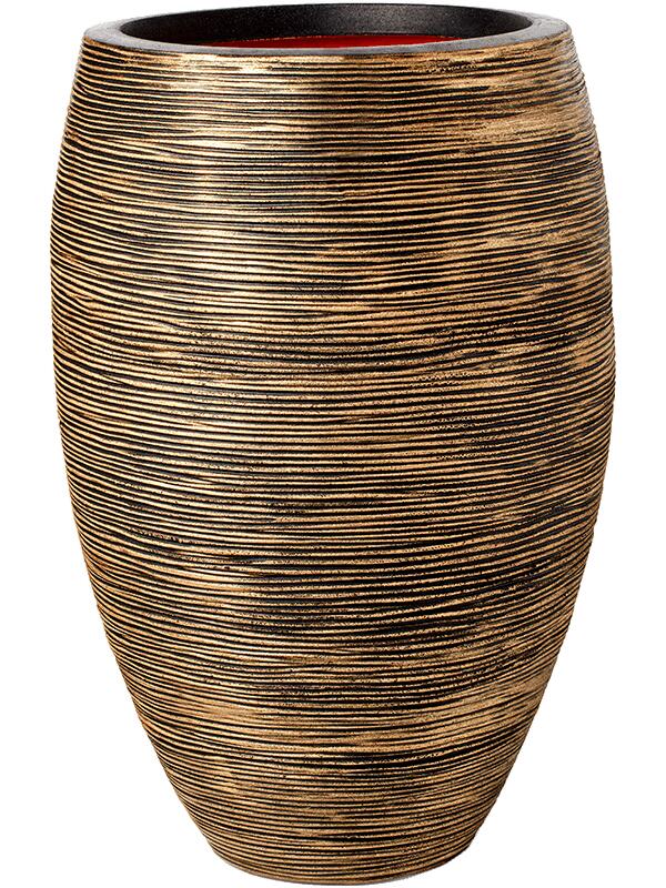 Кашпо Capi nature rib nl vase elegant deluxe black gold D56 H85 см