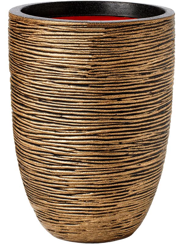 Кашпо Capi nature rib nl vase elegant low black gold D34 H46 см