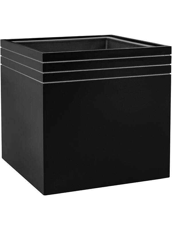 Кашпо Baq line-up cube matt black (с техническим горшком и подставкой на колесиках) L48 W48 H48 см