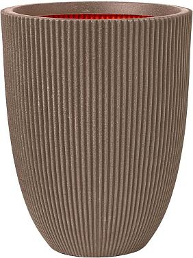 Кашпо Capi nature groove nl vase elegant low warm taupe Кашпо Capi nature groove nl vase elegant low warm taupe