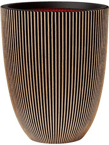 Кашпо Capi nature groove nl vase elegant low black gold Кашпо Capi nature groove nl vase elegant low black gold