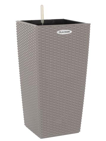 Кашпо Ola Dom Cubis Rattan 40 (31л) серо-коричневый