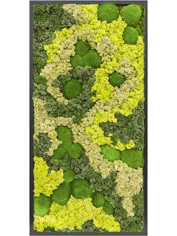 Картина из мха mdf ral 9005 satin gloss 30% ball moss 70% reindeer moss (mix)