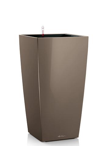 Кашпо Lechuza Cubico 30 серо-коричневый лакированный