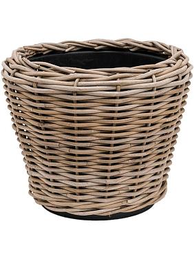 Кашпо Drypot rattan round grey