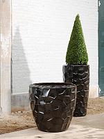 Кашпо Cascara partner relief black shiny D43 H75 см