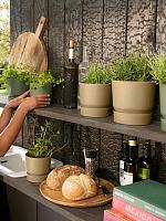 Кашпо с поддоном Greenville round golden sand D16 H15 см