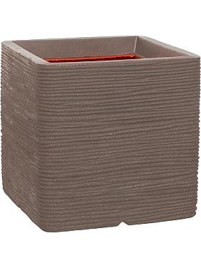 Кашпо Capi nature rib nl planter square warm taupe Кашпо Capi nature rib nl planter square warm taupe