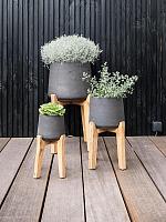 Кашпо Rough with feet high patt xxl black washed D34 H65 см