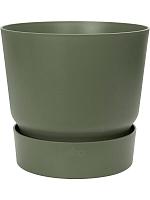 Кашпо с поддоном Greenville round leaf green D16 H15 см Кашпо с поддоном Greenville round leaf green D16 H15 см