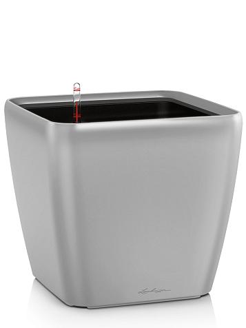 Кашпо Lechuza Quadro LS 50 серебристый металлик