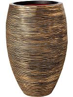 Кашпо Capi nature rib nl vase elegant deluxe black gold D50 H72 см Кашпо Capi nature rib nl vase elegant deluxe black gold D50 H72 см