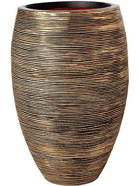 Кашпо Capi nature rib nl vase elegant deluxe black gold Кашпо Capi nature rib nl vase elegant deluxe black gold