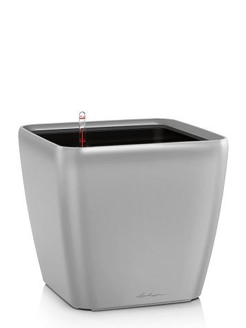 Кашпо Lechuza Quadro LS 35 серебристый металлик