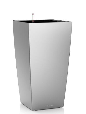 Кашпо Lechuza Cubico 40 серебристый металлик