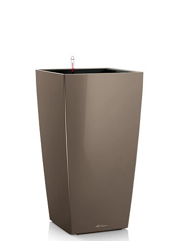 Кашпо Lechuza Cubico 22 серо-коричневый лакированный