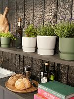 Кашпо с поддоном Greenville round leaf green D14 H13 см