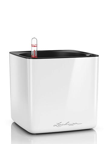 Кашпо Lechuza Cube Glossy 16 белый лакированный
