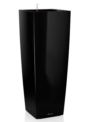 Кашпо Lechuza Cubico Alto черный лакированный