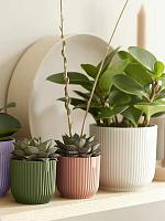 Кашпо Vibes fold round mini linen white D11 H10.5 см