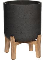 Кашпо Rough with feet low charlie xl black washed D32 H45 см