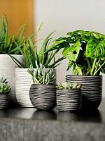 Кашпо Capi nature rib vase ball black D18 H15 см