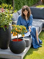 Кашпо Capi nature rib nl vase ball black D40 H32 см