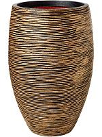 Кашпо Capi nature rib nl vase elegant deluxe black gold D38 H58 см Кашпо Capi nature rib nl vase elegant deluxe black gold D38 H58 см