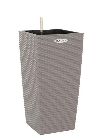 Кашпо Ola Dom Cubis Rattan 30 (14л) серо-коричневый