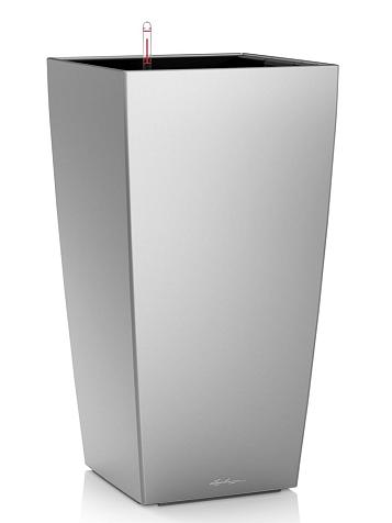 Кашпо Lechuza Cubico 50 серебристый металлик