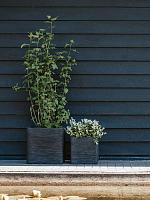 Кашпо Capi nature rib nl planter square black L30 W30 H30 см