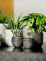 Кашпо Capi nature rib planter ball black D9 H8 см