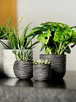 Кашпо Capi nature rib planter ball black D14 H13 см Кашпо Capi nature rib planter ball black D14 H13 см