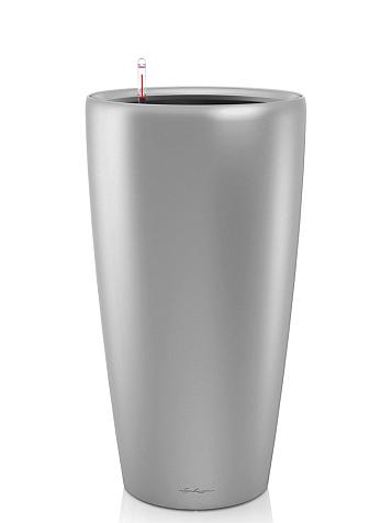 Кашпо Lechuza Rondo 32 серебристый металлик