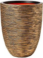 Кашпо Capi nature rib nl vase elegant low black gold D46 H58 см Кашпо Capi nature rib nl vase elegant low black gold D46 H58 см