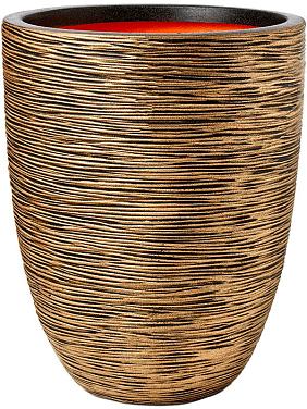 Кашпо Capi nature rib nl vase elegant low black gold Кашпо Capi nature rib nl vase elegant low black gold