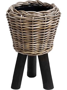 Кашпо Drypot rattan round with black feet Кашпо Drypot rattan round with black feet
