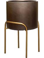 Кашпо Baq gradient elevated cylinder high matt coffee ( + подставка на ножках) D40 H62 см