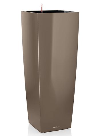 Кашпо Lechuza Cubico Alto серо-коричневый лакированный