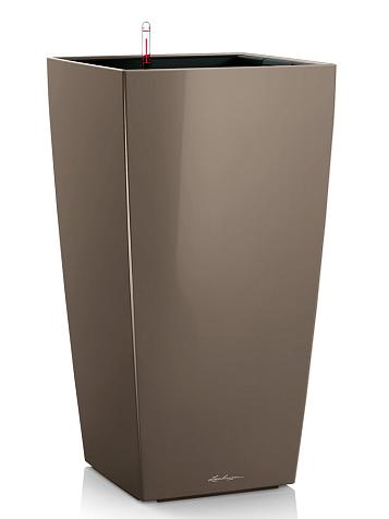 Кашпо Lechuza Cubico 50 серо-коричневый лакированный