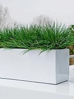 Кашпо Fiberstone balcony s glossy white L50 W20 H20 см