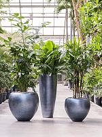 Кашпо Baq metallic silver leaf couple matt ice blue (с техническим горшком) D60 H55 см Кашпо Baq metallic silver leaf couple matt ice blue (с техническим горшком) D60 H55 см