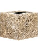 Кашпо Baq lava cube relic beige (glazed inside) L22 W22 H20 см