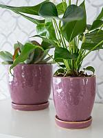 Кашпо с поддоном Vivi pot with saucer mauve D20 H19 см