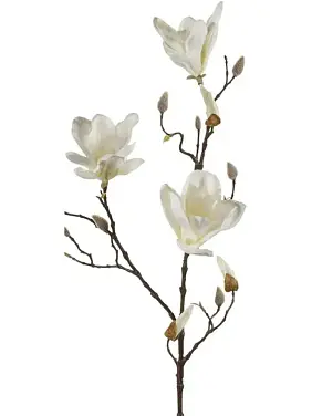 Магнолия ветвь с кремовыми цветами искусственная Магнолия ветвь с кремовыми цветами искусственная