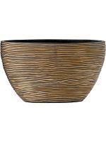 Кашпо Capi nature rib planter oval black gold L59 W14 H34 см